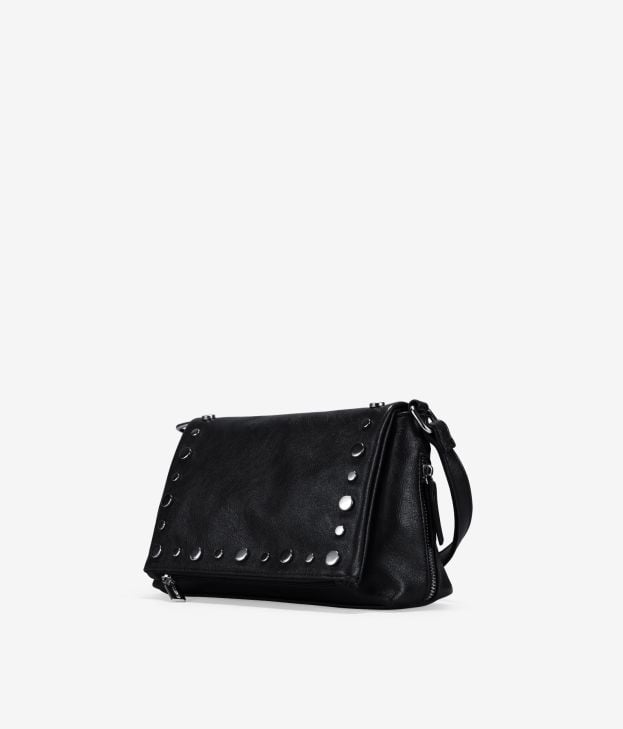 Bolso bandolera negro con solapa y tachuelas - Imagen 2