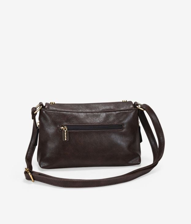 Bolso bandolera marrón con solapa y tachuelas - Imagen 3