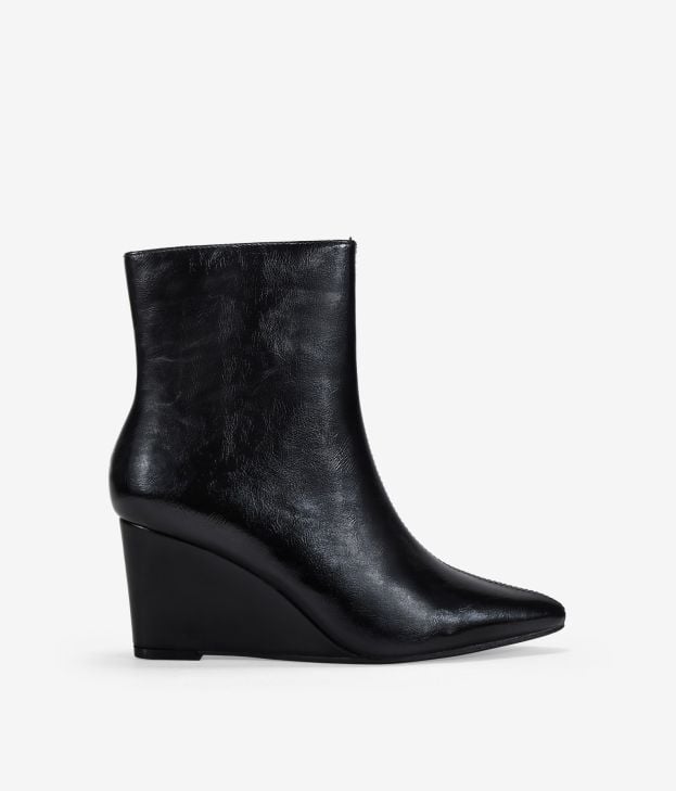 Botines de cuña negros con punta - Imagen 1
