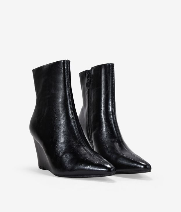 Botines de cuña negros con punta - Imagen 2