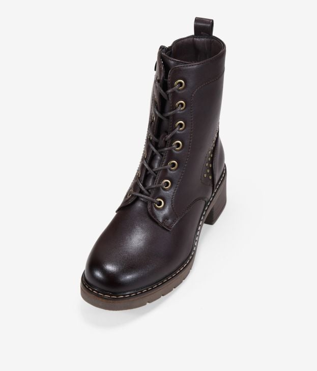 Botas militares marrones con tachuelas - Imagen 4