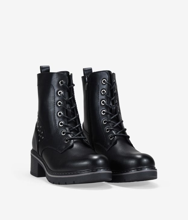Botas militares negras con tachuelas - Imagen 2