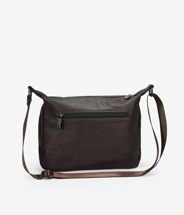 Bolso bandolera marrón con cremalleras - Imagen 3