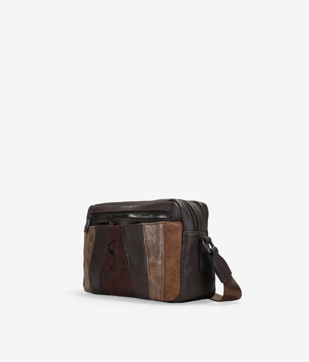 Bolso bandolera marrón con patchwork - Imagen 2