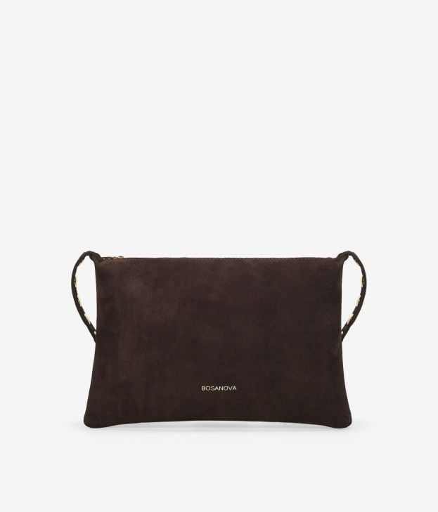 Bolso de hombro marrón en piel con tachuelas - Imagen 1