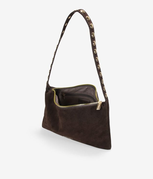 Bolso de hombro marrón en piel con tachuelas - Imagen 4