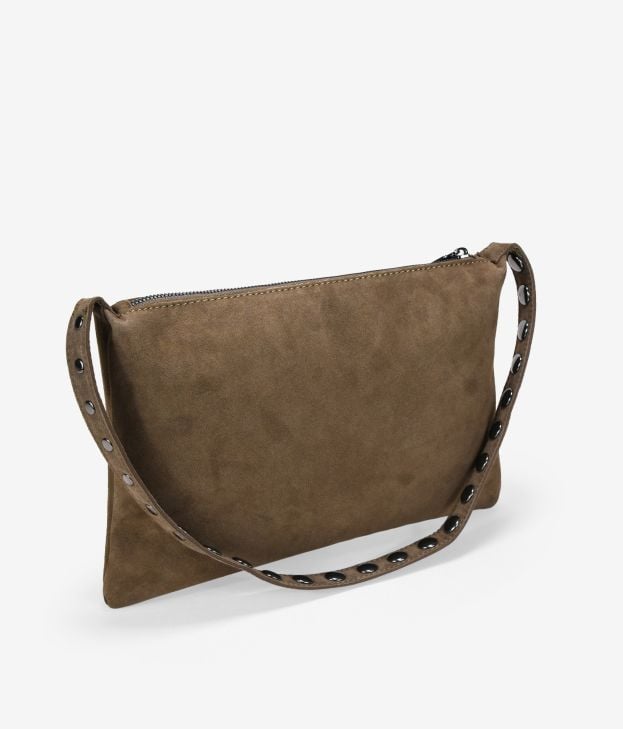 Bolso de hombro verde en piel con tachuelas - Imagen 3