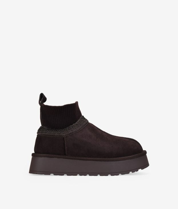 ginocchiere con plateau in pelle marrone - Imagen 1