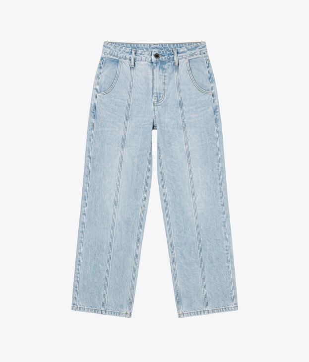 Pantalón tejano azul claro bicolor con botón - Imagen 1