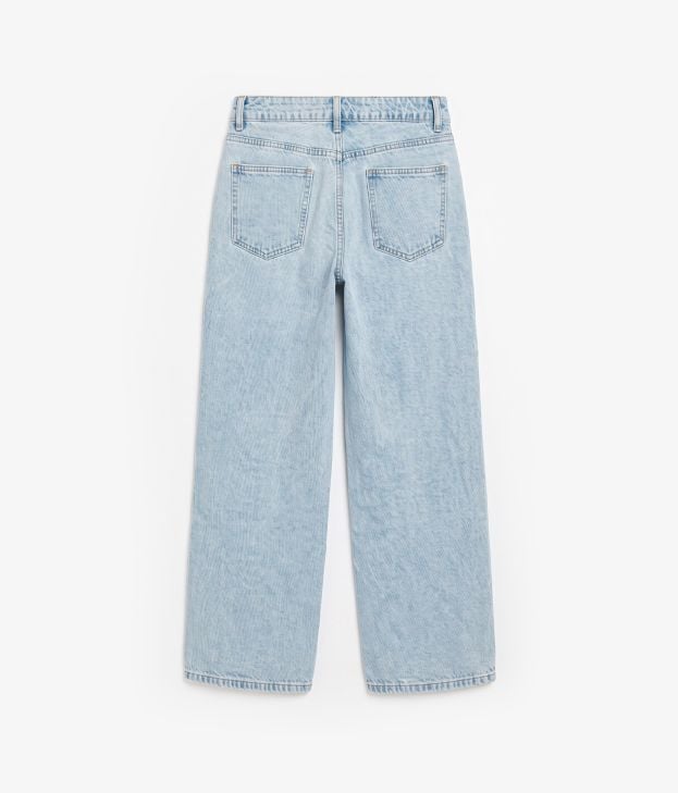 Pantalón tejano azul claro bicolor con botón - Imagen 2