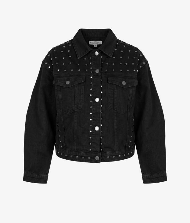 Chaqueta vaquera negra con tachuelas - Imagen 1