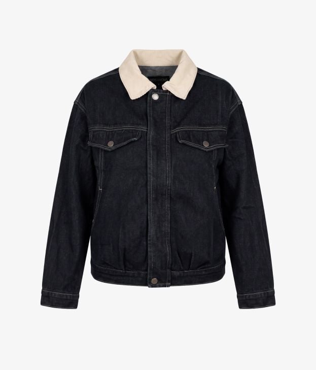 Chaqueta tejana azul con cuello de pana - Imagen 2