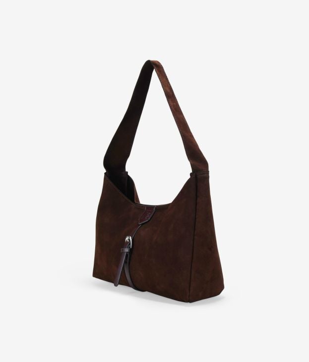 Bolso de hombro marrón en piel con hebilla - Imagen 2