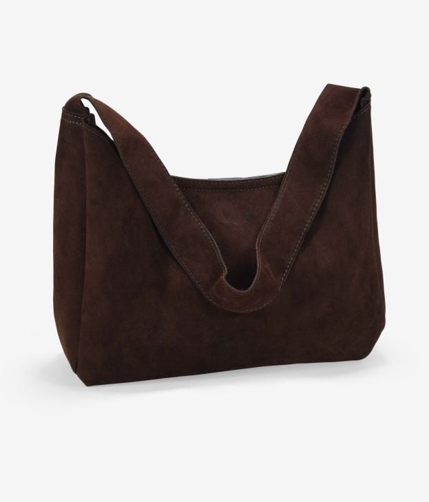 Bolso de hombro marrón en piel con hebilla - Imagen 3