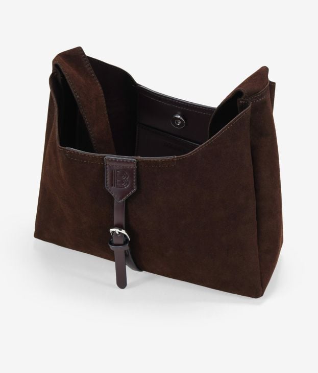 Bolso de hombro marrón en piel con hebilla - Imagen 4
