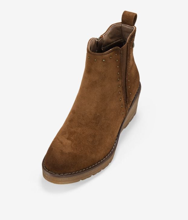 Taupe wedge ankle boots with studs - Imagen 4