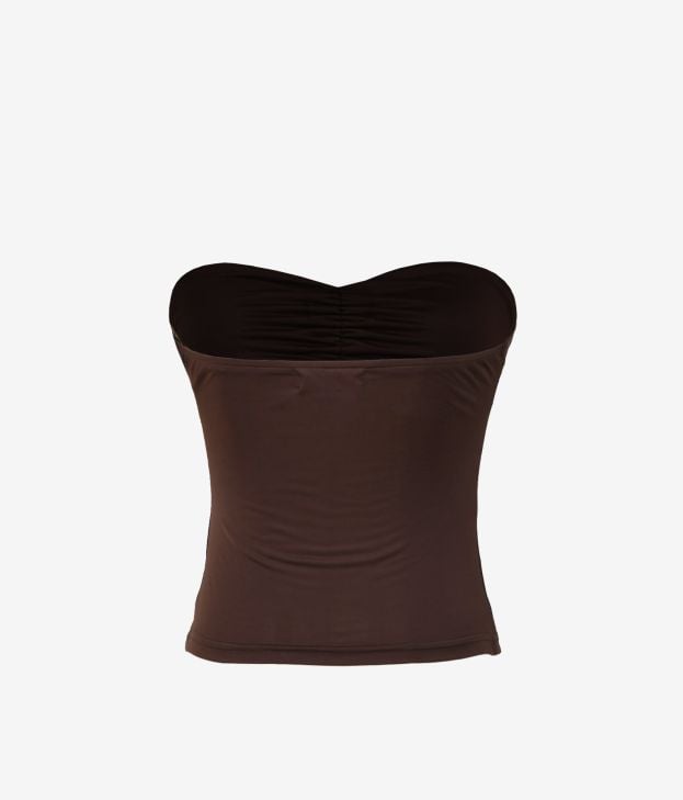 Brown bandeau top with metallic appliqué - Imagen 3