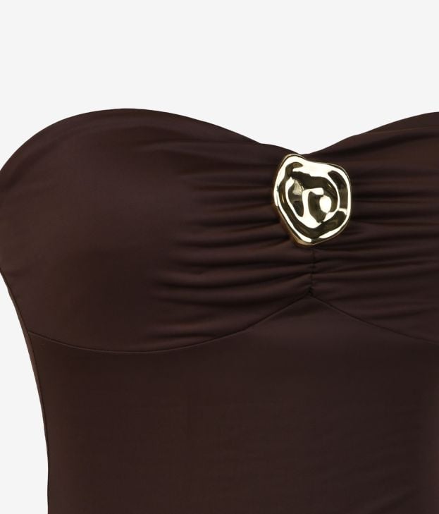 Brown bandeau top with metallic appliqué - Imagen 4