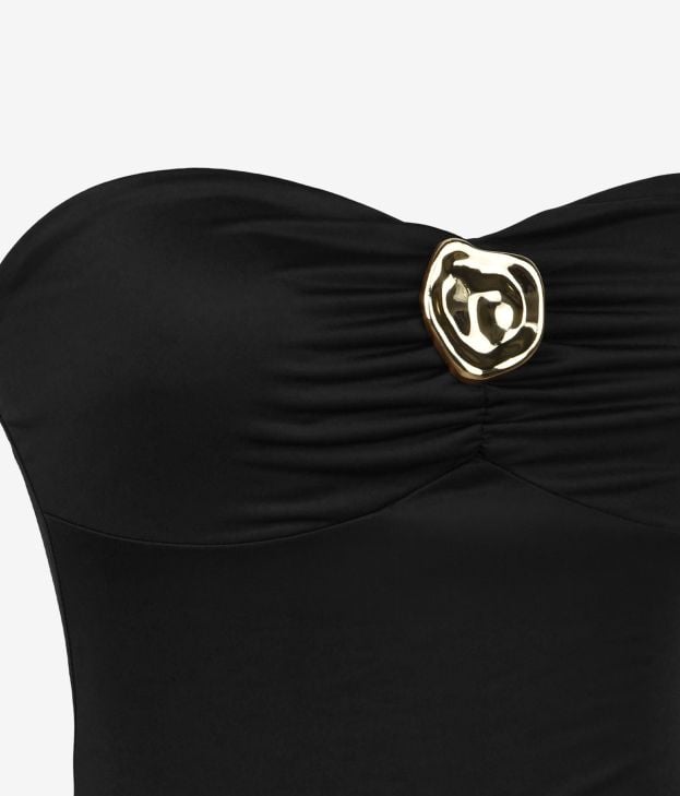 Black bandeau top with metallic appliqué - Imagen 4