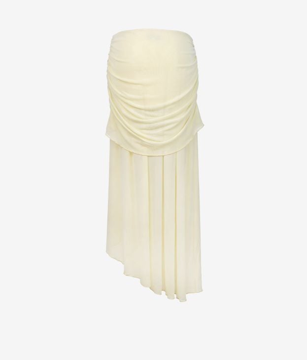 Long, asymmetrical, semi-transparent yellow skirt - Imagen 3