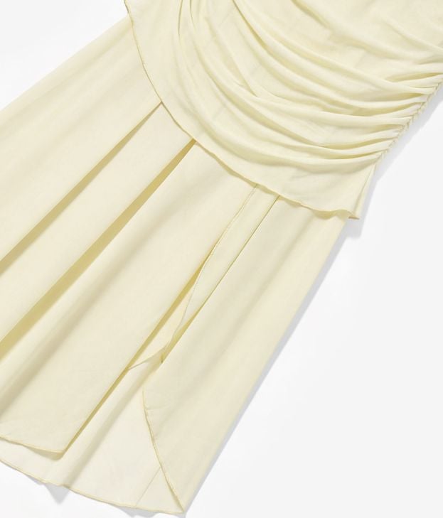 Long, asymmetrical, semi-transparent yellow skirt - Imagen 4
