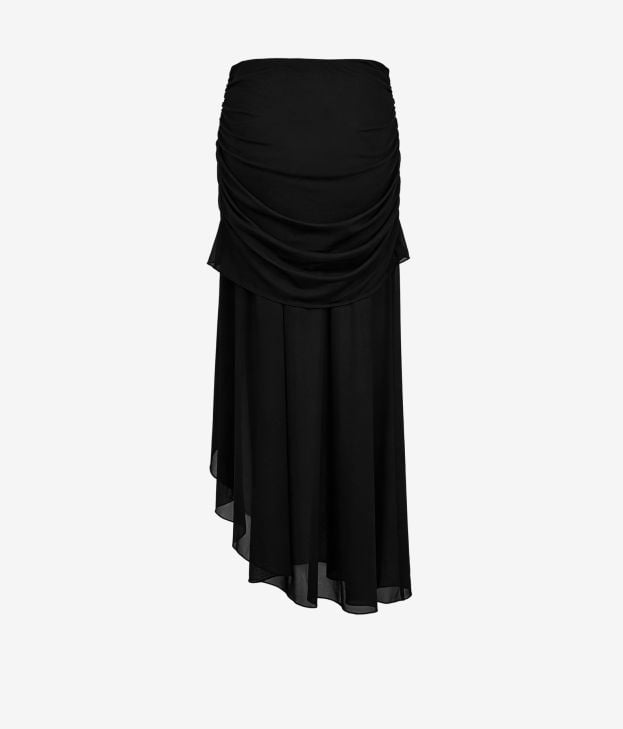 Long, asymmetrical, semi-transparent black skirt - Imagen 2