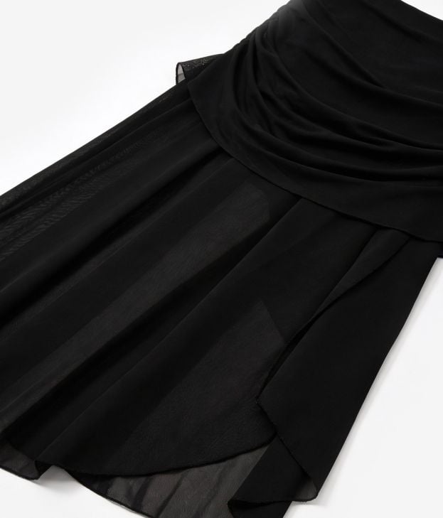 Long, asymmetrical, semi-transparent black skirt - Imagen 3
