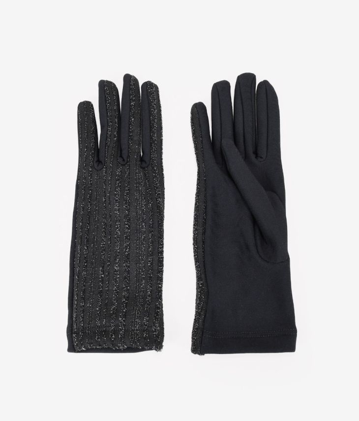 Schwarze Handschuhe mit Diamanten