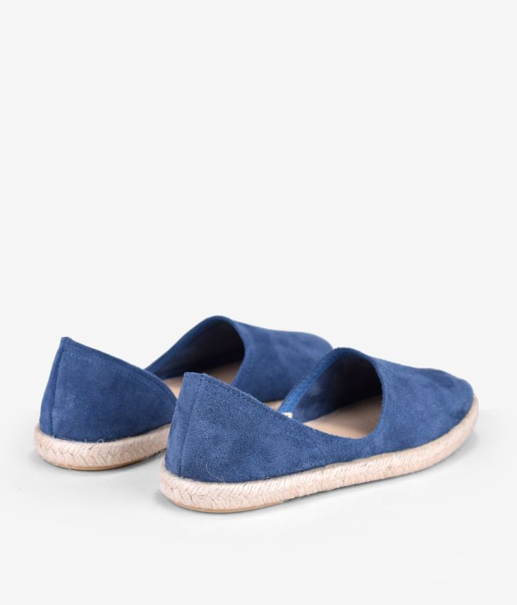 Espadrilles in leather with blue esparto