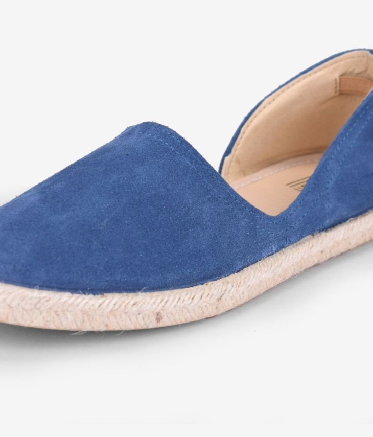 Espadrilles in leather with blue esparto