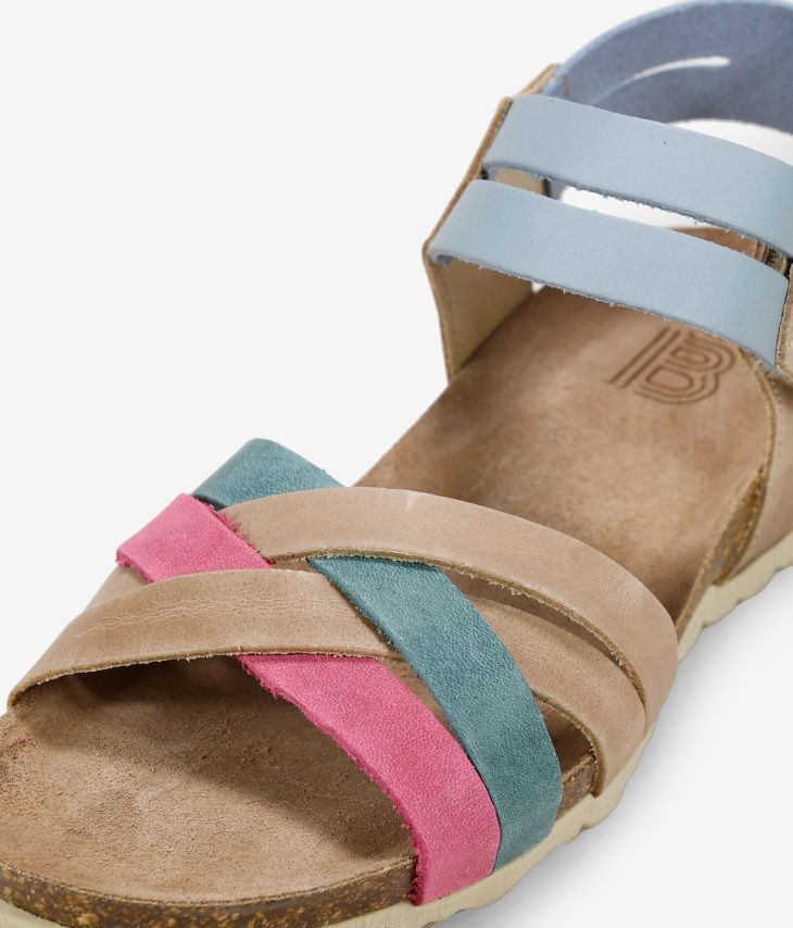 Sandálias de cunha de couro multicoloridas