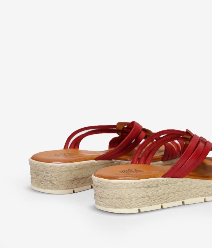 Sandálias de couro vermelho