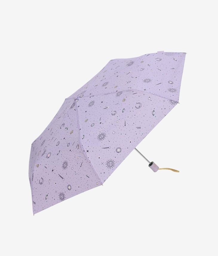 Paraguas lila con astros