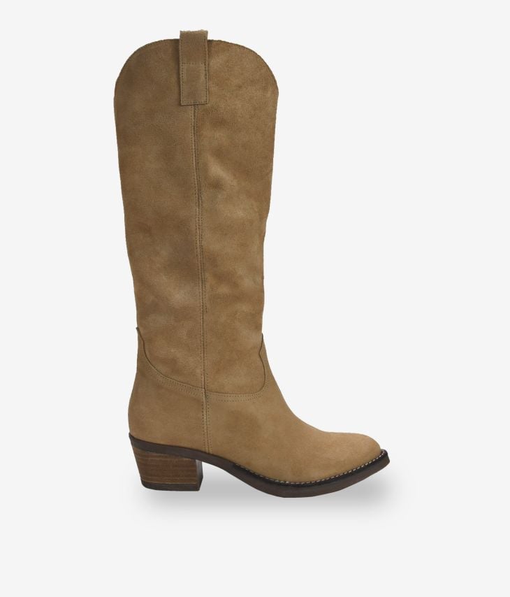 Arena high cowboy boots in smooth suede leather