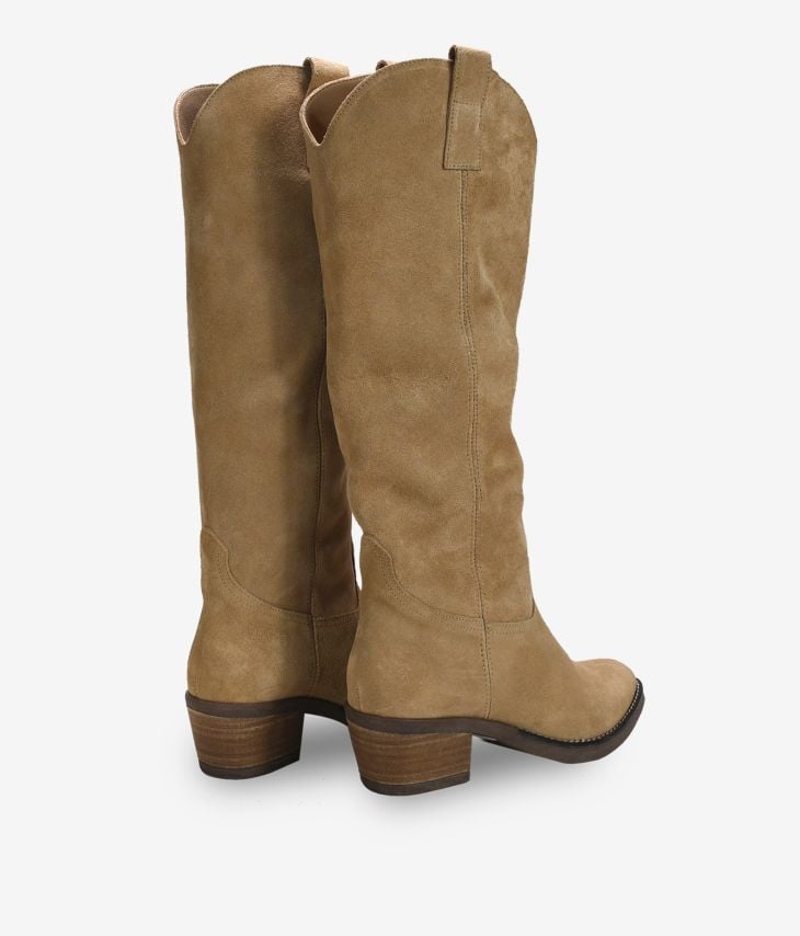 Arena high cowboy boots in smooth suede leather