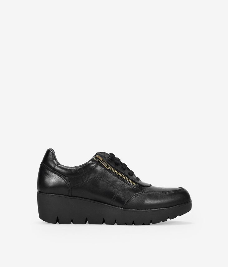 Chaussures compensées en cuir noir