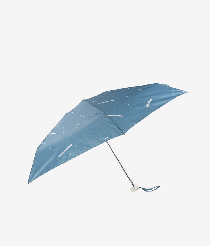 Paraguas azul pequeño con funda