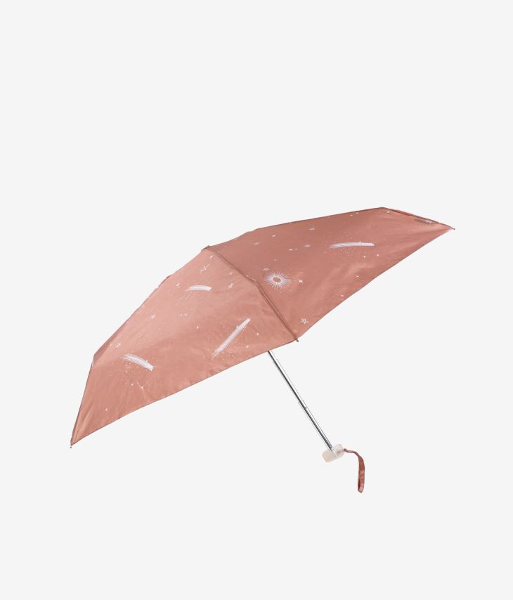 Paraguas rosa pequeño con funda