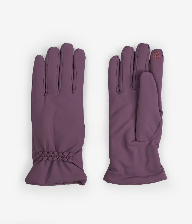 Lilafarbene Handschuhe mit Innenhaar