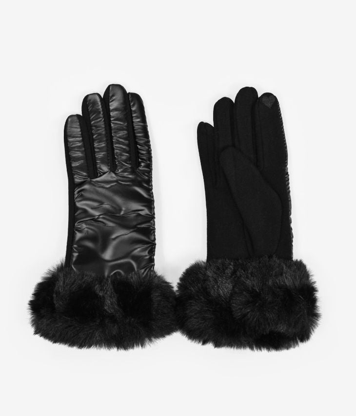 Schwarze Handschuhe mit Fellstulpe