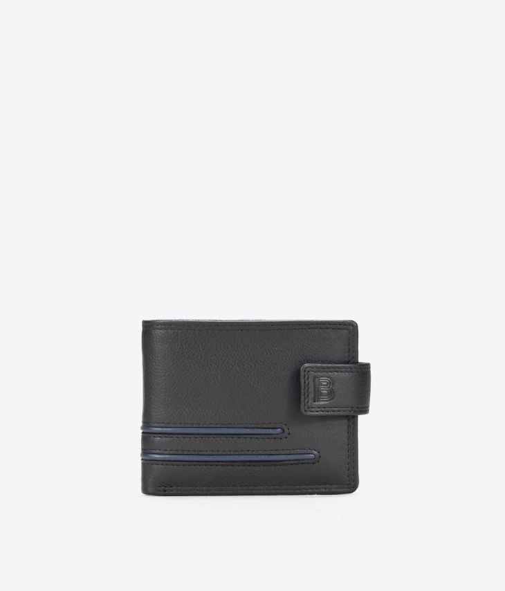 American black leather wallet with flap and coin holder