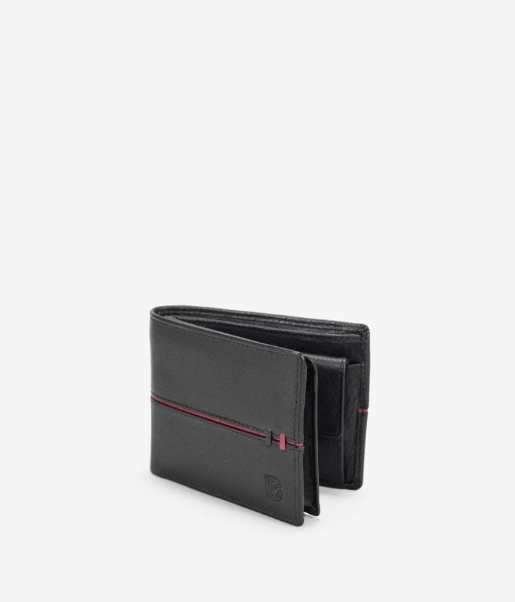 Portefeuille américain en cuir noir avec porte-monnaie