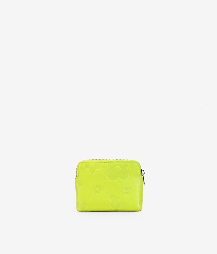 Petit sac à main en cuir citron vert avec fleurs et fermeture éclair