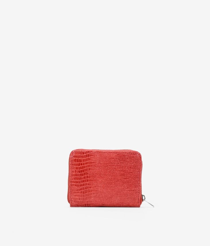 Bolsa pequena de couro com estampa animal vermelha