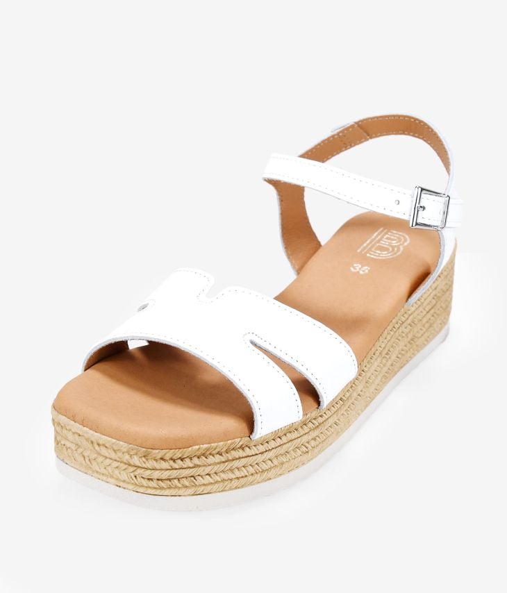 Sandales en cuir blanc à plateforme