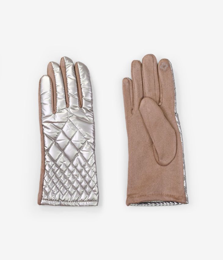 Padded metallic bronze gloves