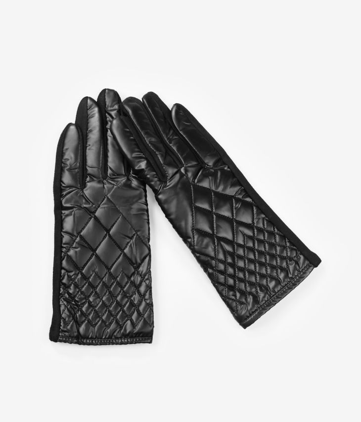 Black metallic padded gloves