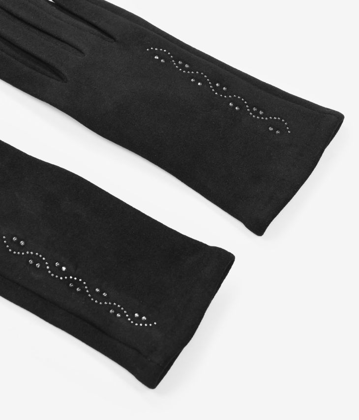 Gants noirs avec détail brillant