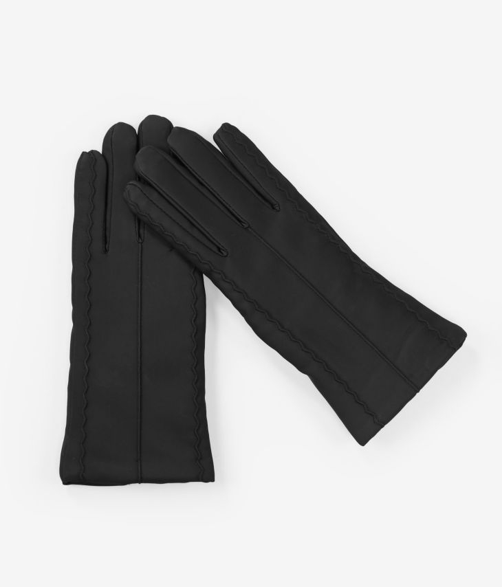 Black vegan leather gloves