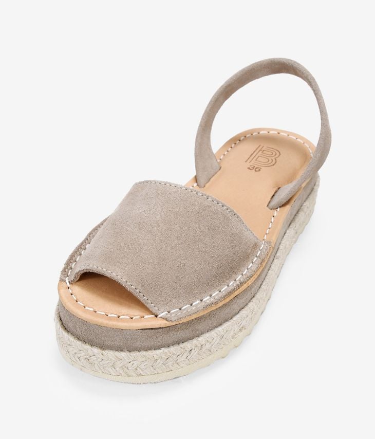 Stone espadrilles in leather with esparto grass